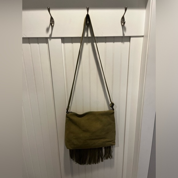 Sundance Catalog Olive Suede Leather Fringe Shoulder Bag - Picture 3 of 8